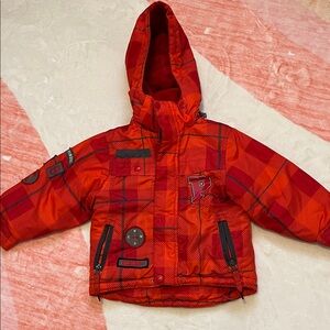 Red Plaid Hooded Toddler Jacket